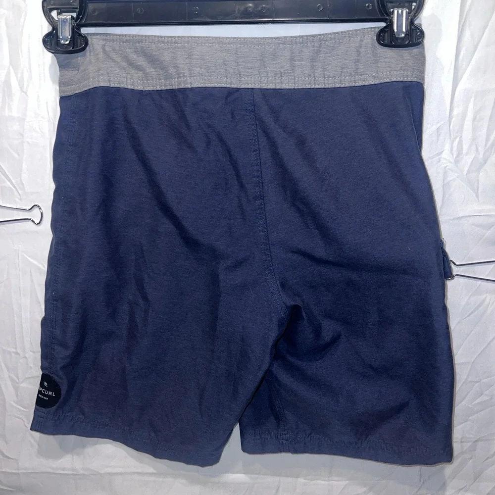 Rip Curl Boardwalk Surfers Boardshorts Navy Blue Gray Boys Size 25 /12 Swim Suit